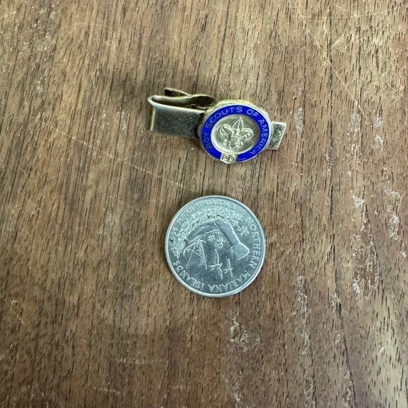 Boys Scouts of American BSA 20 Years Silver Tone Tie Clip‎ Robbins Co Attleboro - Picture 3 of 5